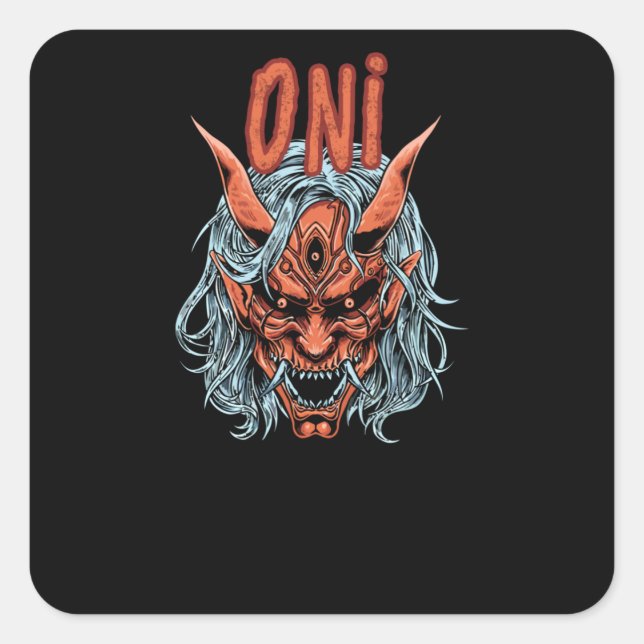 Pegatina Cuadrada Máscara de Oni (Anverso)