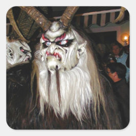 Pegatina Cuadrada Máscara malvada del diablo japonés de cuernos