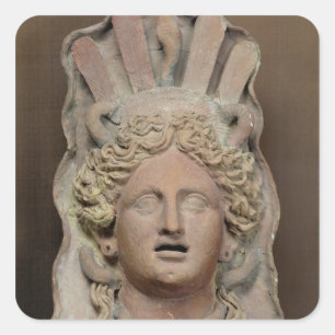 Pegatina Cuadrada Máscara púnica que representa el Demeter