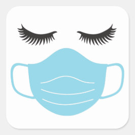 Pegatina Cuadrada Máscara y pestañas del PPE