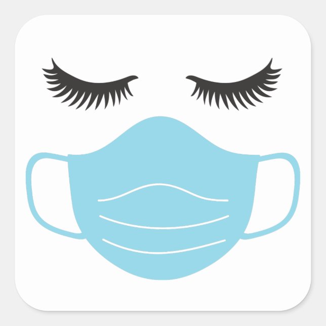 Pegatina Cuadrada Máscara y pestañas del PPE (Anverso)