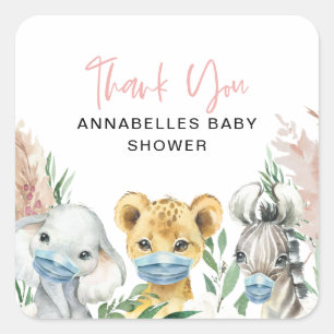 Pegatina Cuadrada Mascarilla de animales curados conducida por el be