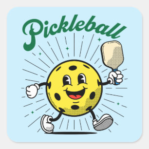 Pegatina Cuadrada MASCOT DE PICKLEBALL por PickleballPlayerz