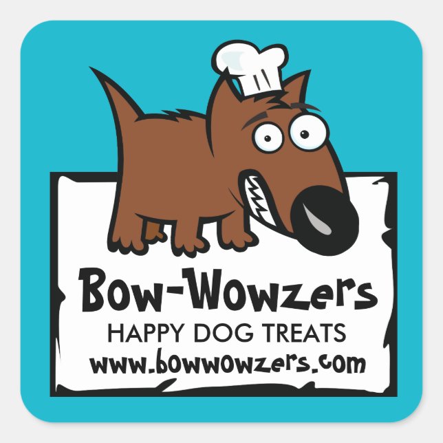Pegatina Cuadrada mascota de color personalizado comida cocinera com (Anverso)