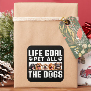 Pegatina Cuadrada Mascota De Gol De Vida Todos Los Perros Divertido