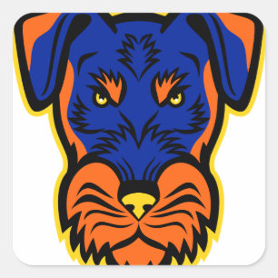 Pegatina Cuadrada Mascota delantera de Jagdterrier