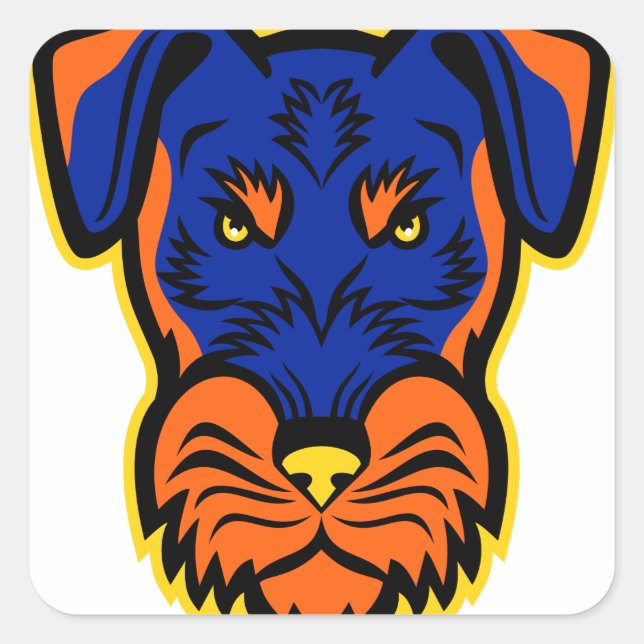 Pegatina Cuadrada Mascota delantera Jagdterrier (Anverso)