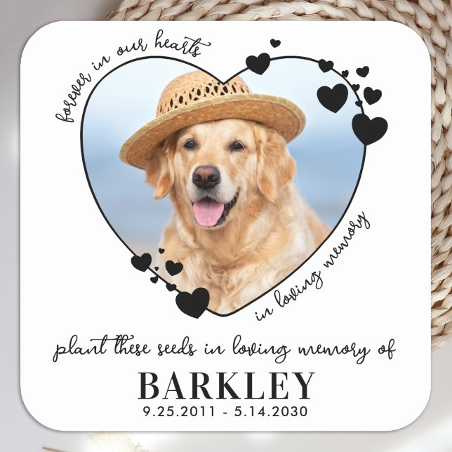 Pegatina Cuadrada Mascota Memorial Seed Packet Heart Personalizado D (Subido por el creador)