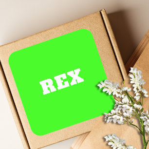 Pegatina Cuadrada Mascota Neon Green y White Moderne Name