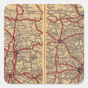 Pegatina Cuadrada Massachusetts, Connecticut, isla de Rhod