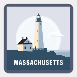 Pegatina Cuadrada Massachusetts (Estados Unidos de América)