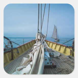 Pegatina Cuadrada Massachusetts, Gloucester, Festival de Schooner 3