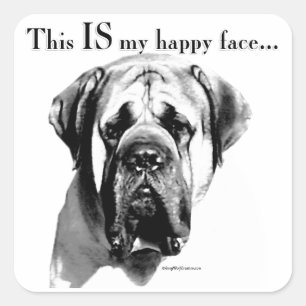 Pegatina Cuadrada Mastiff Happy Face