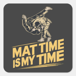 Pegatina Cuadrada Mat Time es mi tiempo Jiu Jitsu Mat Mastery BJJ