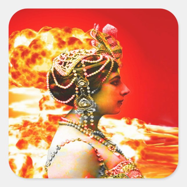 Pegatina Cuadrada Mata Hari (Anverso)