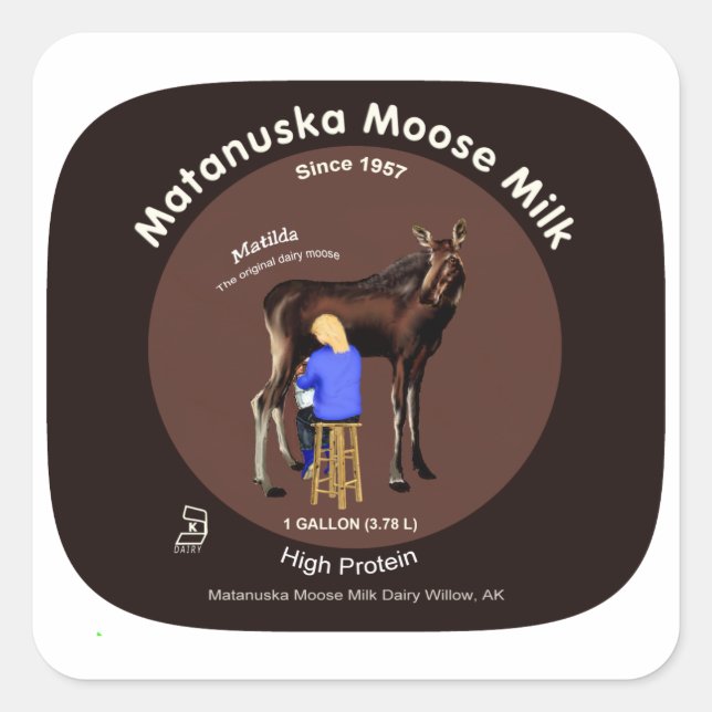Pegatina Cuadrada Matanuska Moose Milk (Anverso)