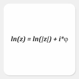 Pegatina Cuadrada Matemática de fórmula ln(z) = ln( z ) + i*j