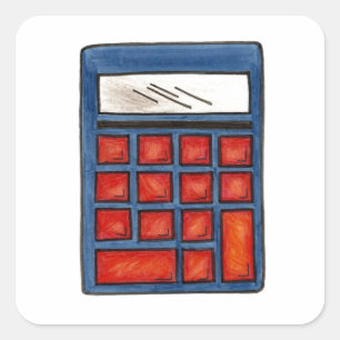 Pegatina Cuadrada Matemáticas Math Nerd School Calculator Pegatinas
