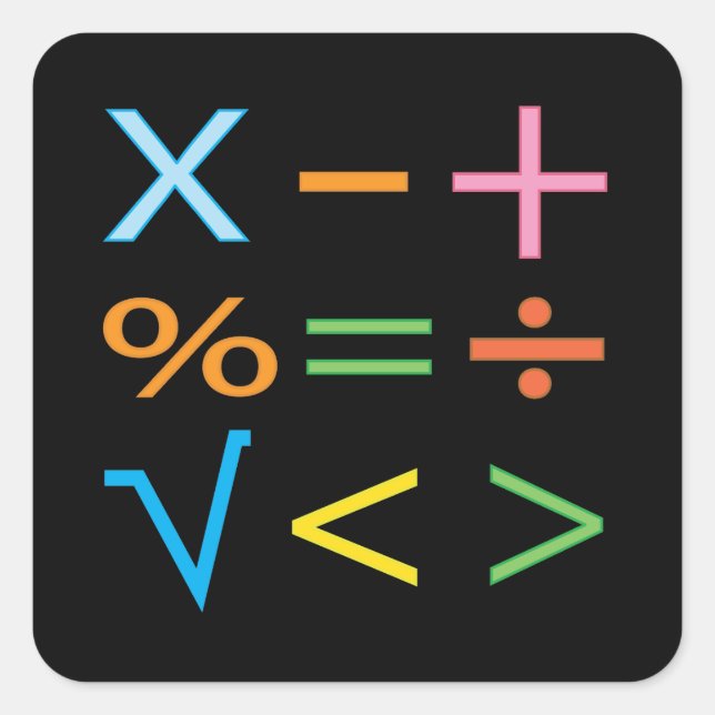 Pegatina Cuadrada Matemáticas Símbolo matemático Matemáticas  (Anverso)