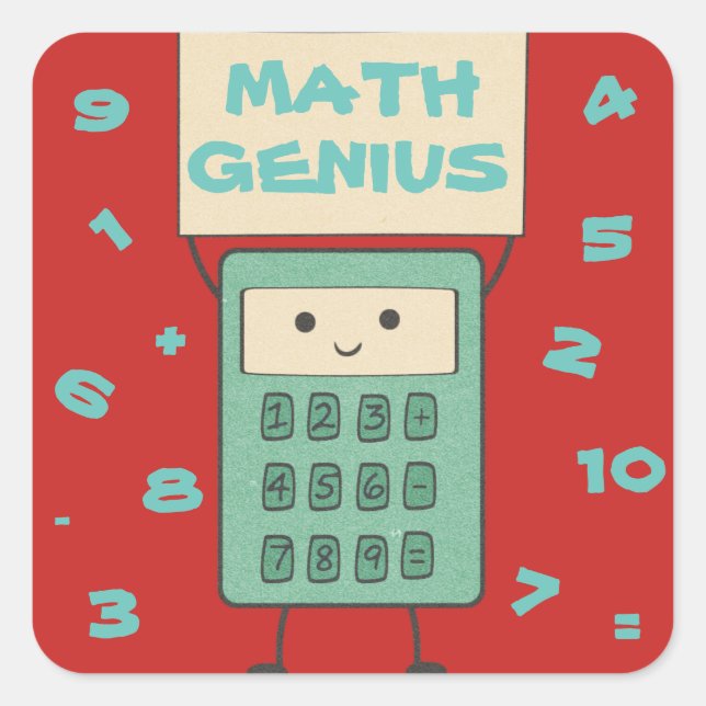 Pegatina Cuadrada Math Genius (Anverso)