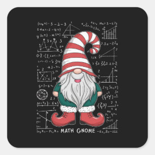 Pegatina Cuadrada Math Gnome Navidades de grupo de correspondencia f