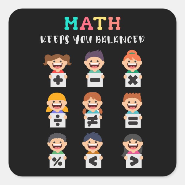 Pegatina Cuadrada Math keeps you balanced (Anverso)