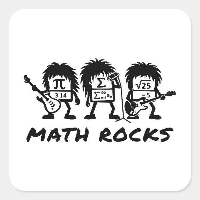 Pegatina Cuadrada Math Rocks Academic Rock Band Humor (Anverso)
