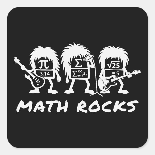 Pegatina Cuadrada Math Rocks Academic Rock Band Humor (Anverso)