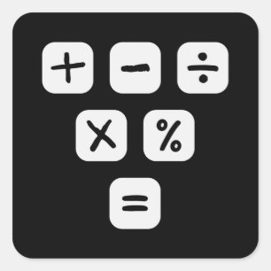 Pegatina Cuadrada Math Symbols matemáticos Rótulos matemáticos matem