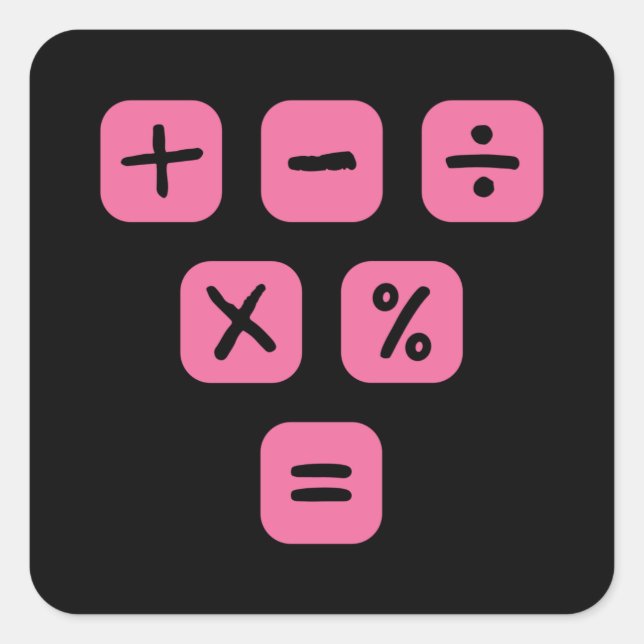Pegatina Cuadrada Math Symbols matemáticos Rótulos matemáticos matem (Anverso)
