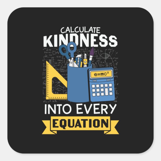 Pegatina Cuadrada Math Teacher calcula amabilidad (Anverso)