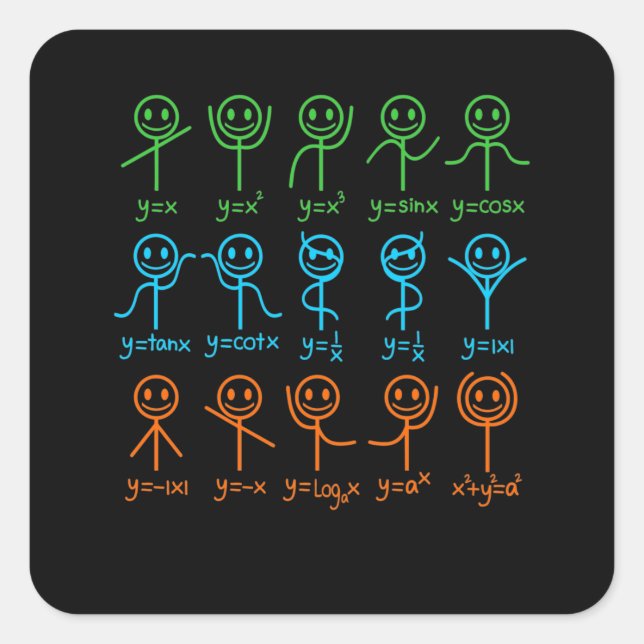 Pegatina Cuadrada Math Teacher Dance Ecuación matemáticas (Anverso)