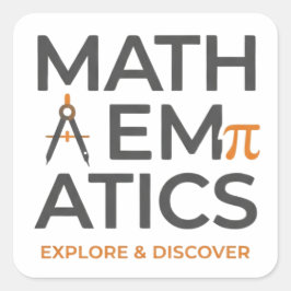 Pegatina Cuadrada Math Teacher Typography Design