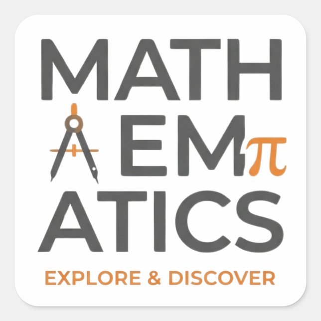 Pegatina Cuadrada Math Teacher Typography Design (Anverso)