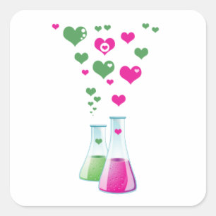 Pegatina Cuadrada Matraz, Erlenmeyer, Beaker, Química, Laboratorio