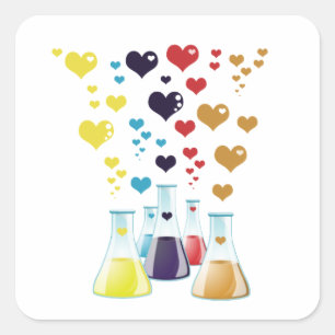 Pegatina Cuadrada Matraz, Erlenmeyer, Beaker, Química, Laboratorio