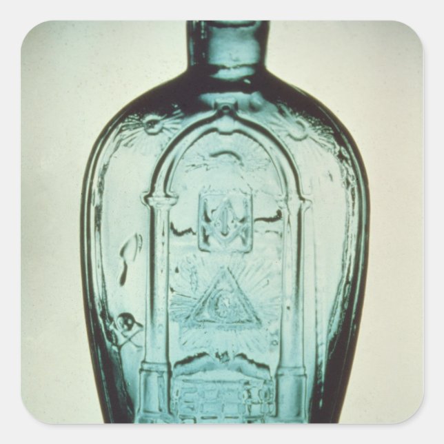 Pegatina Cuadrada Matraz masónico (Anverso)