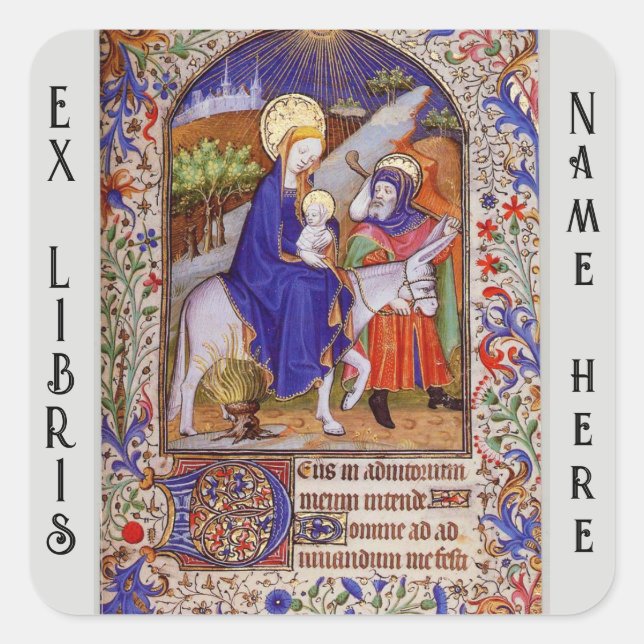 Pegatina Cuadrada Matrícula cristiana medieval (Anverso)