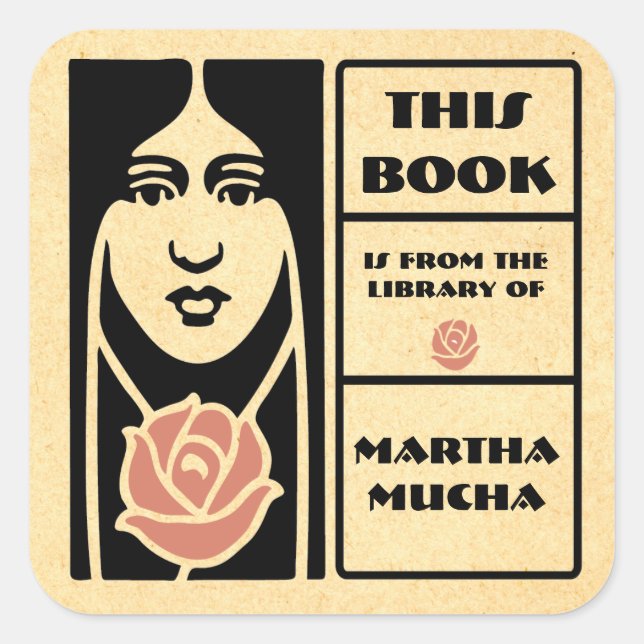 Pegatina Cuadrada Matrícula de estilo Art Nouveau (Anverso)