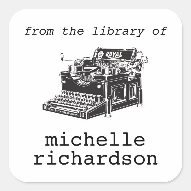 Pegatina Cuadrada Matrícula de máquina de escribir antigua (Anverso)