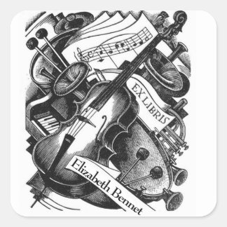 Pegatina Cuadrada Matrícula de Music Ex Libris