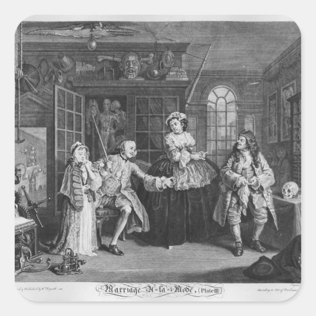 Pegatina Cuadrada Matrimonio a la manera (Anverso)