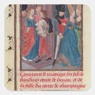 Pegatina Cuadrada Matrimonio de Baldwin VI y Marie