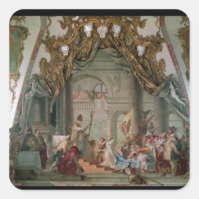 Pegatina Cuadrada Matrimonio de Federico I Barbarossa (Anverso)