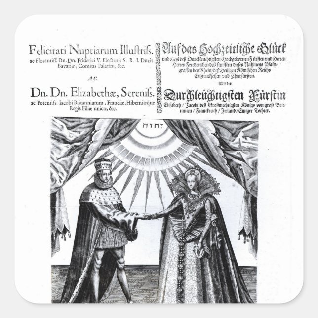 Pegatina Cuadrada Matrimonio de la Princesa Elizabeth (Anverso)