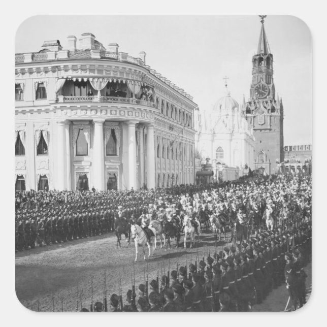 Pegatina Cuadrada Matrimonio del Zar Nicolás (1868-1918) con Alexand (Anverso)