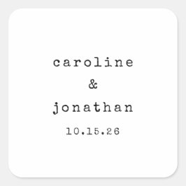 Pegatina Cuadrada Matrimonio personalizado de la máquina de escribir