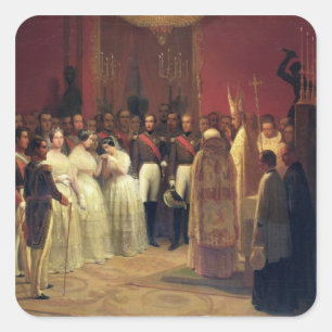Pegatina Cuadrada Matrimonios de la reina Isabel II