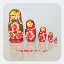 Pegatina Cuadrada Matryoshka Dolls