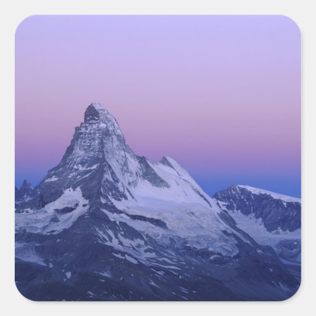 Pegatina Cuadrada Matterhorn al amanecer, Zermatt, Alpes suizos, (Anverso)